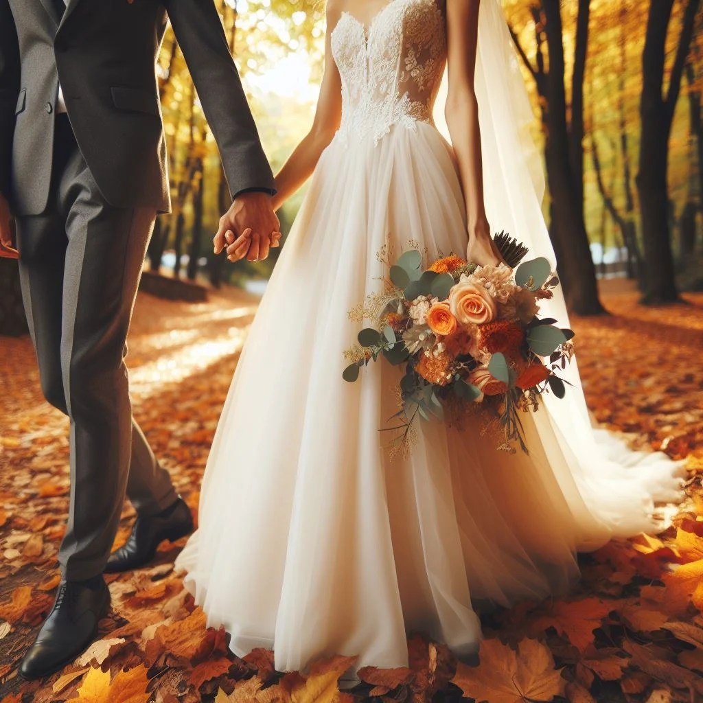 mariage en automne avec des couleurs vives orangé